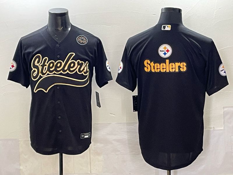 Men 2025 Nike Pittsburgh Steelers Blank Black Joint Name  Limited NFL Jersey style 047